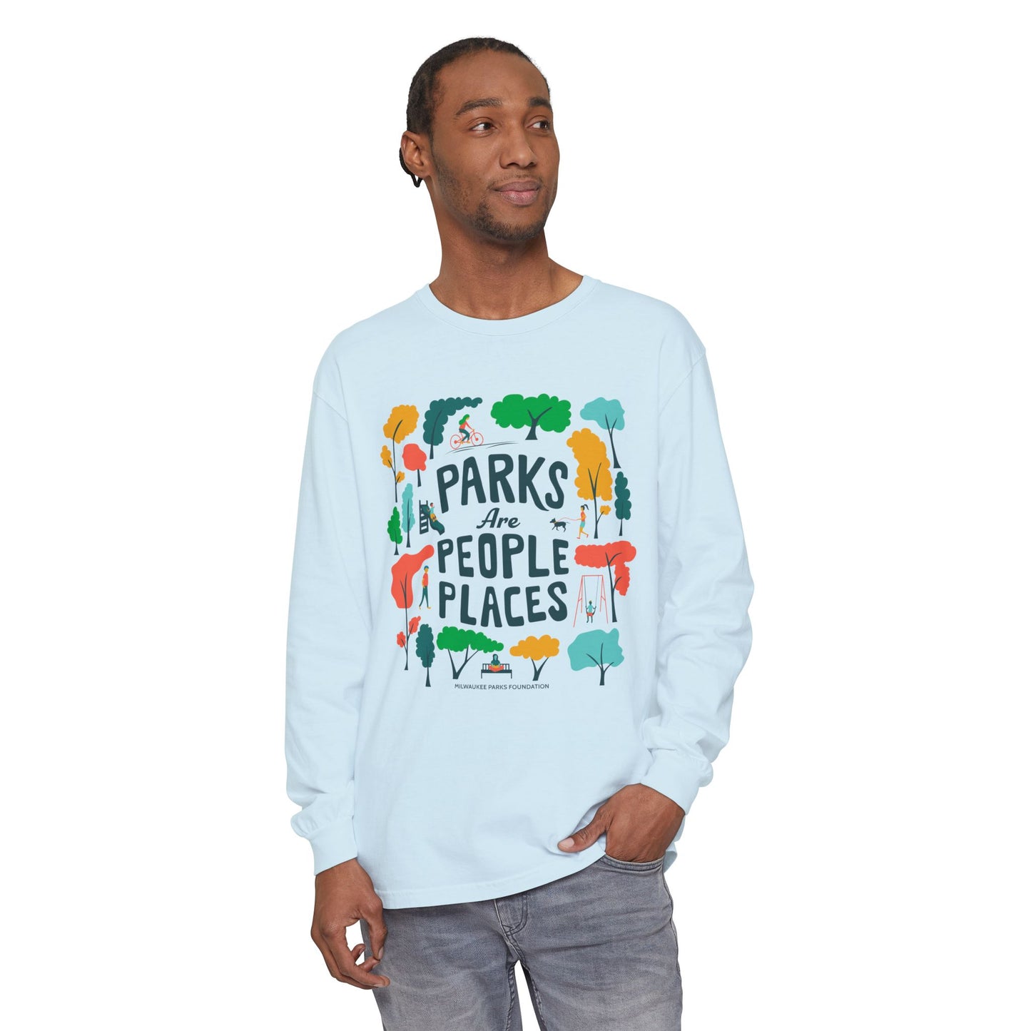 Parks Are People Long Sleeve T-Shirt - Unisex Garment-Dyed Tee for Nature Lovers