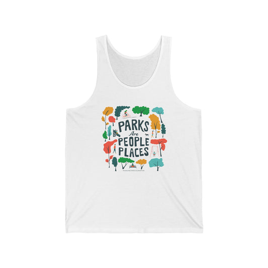 Eco-Friendly Unisex Jersey Tank - "Parks Are People Places" Nature Design