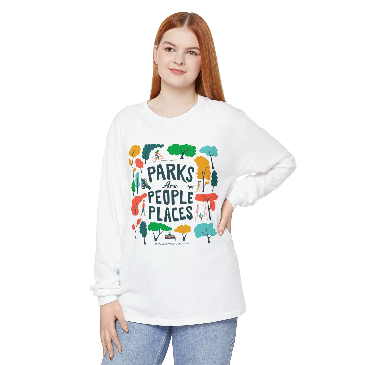 Parks Are People Long Sleeve T-Shirt - Unisex Garment-Dyed Tee for Nature Lovers